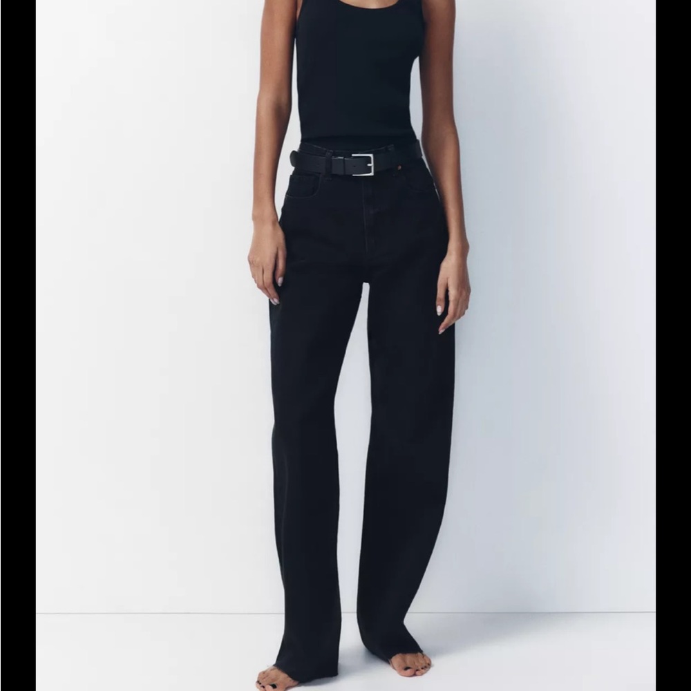 Zara High Rise Black Straight Leg Jeans size US 12